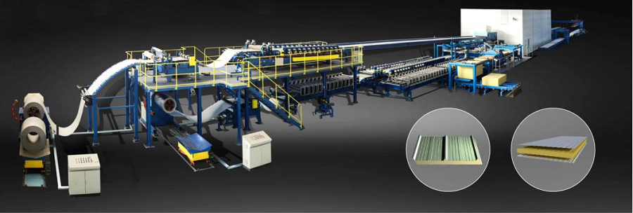 Continuous PU sandwich panel machine